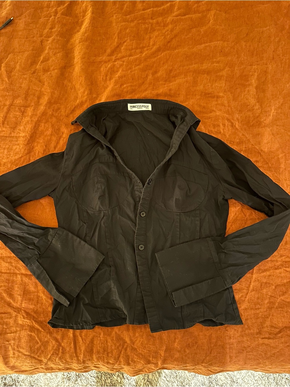 Princess Polly Black Button Down Top